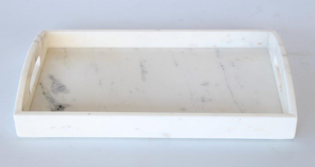 White Rectangular Marble Tray